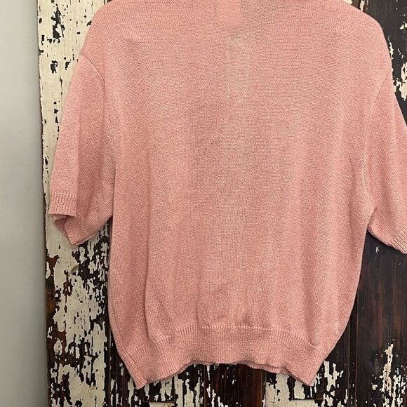 Vintage Southern Lady lace collar short sleeve sweater cardigan. Preppy. Cottage - Picture 2 of 7